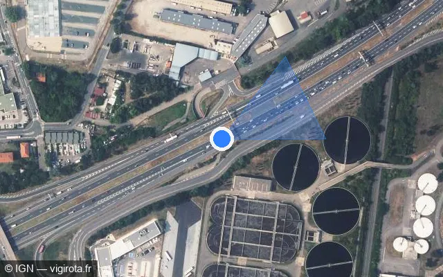 Vue satellite de l'emplacement du radar discriminant à Saint-Fons sur A 450