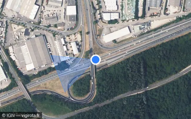 Vue satellite de l'emplacement du radar discriminant à Brignais sur A 450