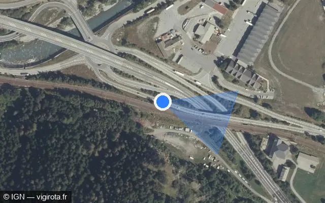 Vue satellite de l'emplacement du radar discriminant à Freney sur D 1006