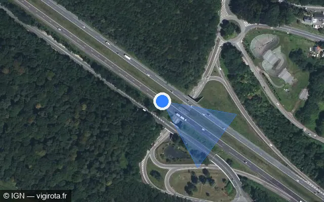 Vue satellite de l'emplacement du radar discriminant à Maromme sur A 150 / Autoroute de Barentin