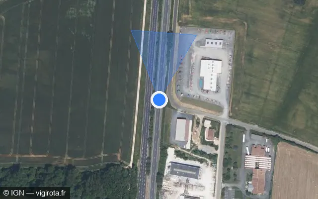 Vue satellite de l'emplacement du radar discriminant à Iteuil sur N 10