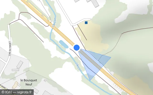 Vue plan de l'emplacement du radar discriminant à Leboulin sur D 1124