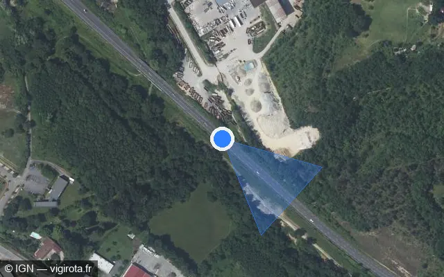 Vue satellite de l'emplacement du radar discriminant à Leboulin sur D 1124