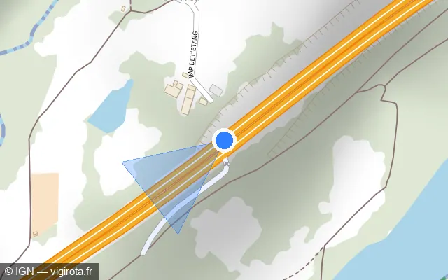Vue plan de l'emplacement du radar discriminant à Têche sur A 49 / E 713