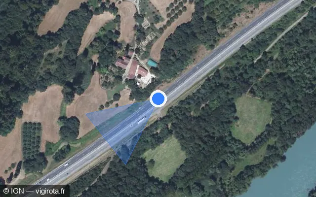 Vue satellite de l'emplacement du radar discriminant à Têche sur A 49 / E 713