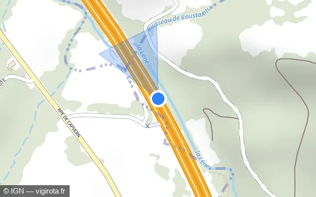 Vue plan de l'emplacement du radar discriminant à Caharet sur A 64 / E 80 / La Pyrénéenne