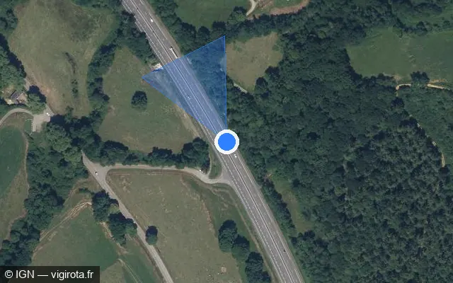 Vue satellite de l'emplacement du radar discriminant à Caharet sur A 64 / E 80 / La Pyrénéenne