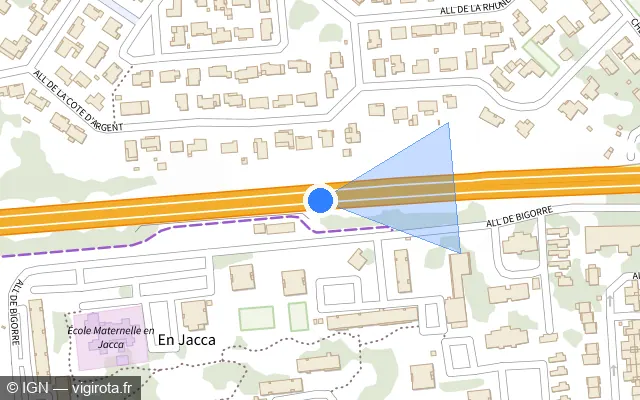 Vue plan de l'emplacement du radar discriminant à Colomiers sur N 124