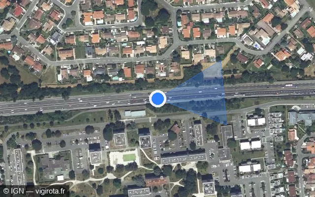 Vue satellite de l'emplacement du radar discriminant à Colomiers sur N 124