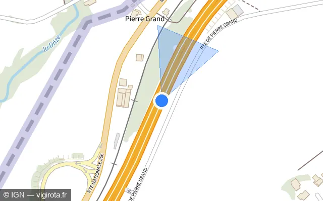 Vue plan de l'emplacement du radar discriminant à Bossey sur A 40 / E 25 / Autoroute Blanche