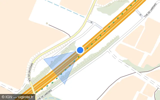 Vue plan de l'emplacement du radar discriminant à Armissan sur A 9 / E 15 / E 80 / La Languedocienne