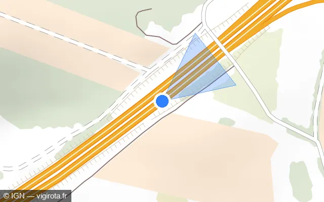 Vue plan de l'emplacement du radar discriminant à Berriac sur A 61 / E 80 / Autoroute des Deux Mers