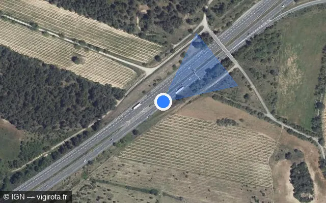 Vue satellite de l'emplacement du radar discriminant à Berriac sur A 61 / E 80 / Autoroute des Deux Mers