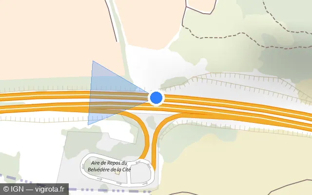 Vue plan de l'emplacement du radar discriminant à Cazilhac sur A 61 / E 80 / Autoroute des Deux Mers