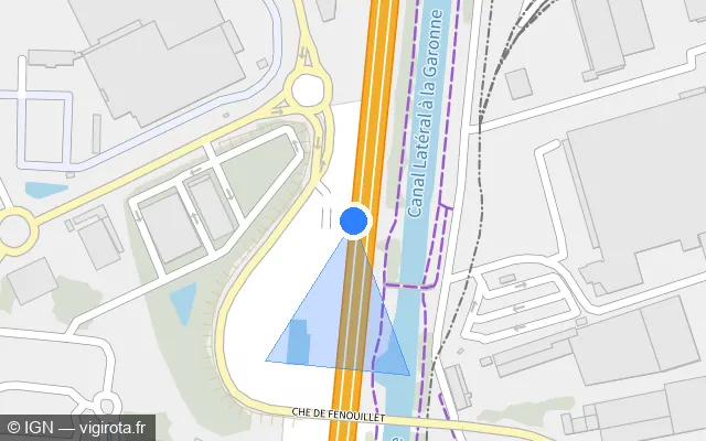 Vue plan de l'emplacement du radar discriminant à Blagnac sur A 620 / Périphérique Extérieur