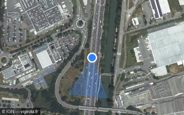 Vue satellite de l'emplacement du radar discriminant à Blagnac sur A 620 / Périphérique Extérieur