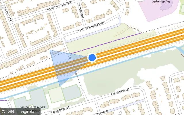Vue plan de l'emplacement du radar discriminant à Coudekerque-Branche sur A 16 / E 40 / L'Européenne