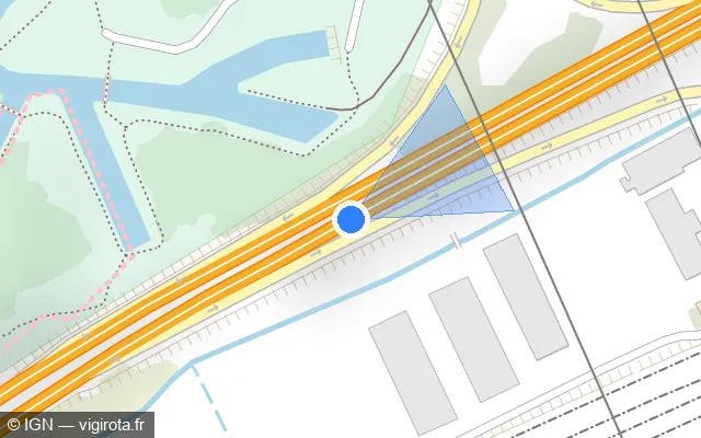 Vue plan de l'emplacement du radar discriminant à Grande-Synthe sur A 16 / E 40 / L'Européenne