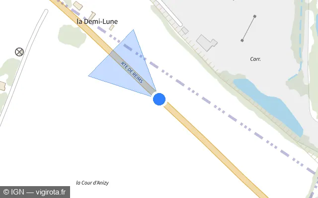 Vue plan de l'emplacement du radar discriminant à Vasseny sur N 31 / E 46