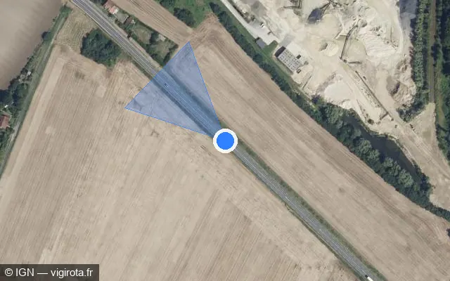 Vue satellite de l'emplacement du radar discriminant à Vasseny sur N 31 / E 46