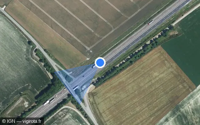 Vue satellite de l'emplacement du radar discriminant à Fesques sur A 28 / E 402