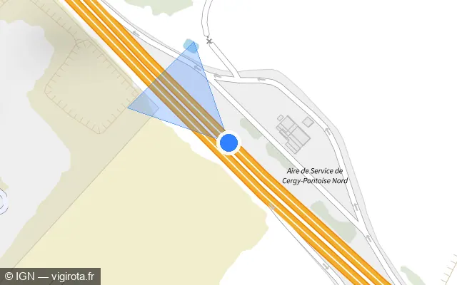 Vue plan de l'emplacement du radar discriminant à Pierrelaye sur A 15