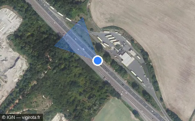 Vue satellite de l'emplacement du radar discriminant à Pierrelaye sur A 15