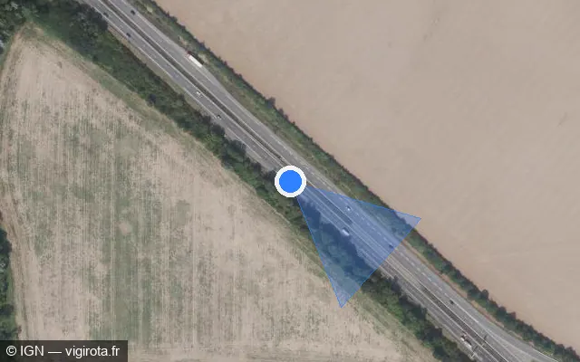Vue satellite de l'emplacement du radar discriminant à Chauvry sur N 104 / La Francilienne