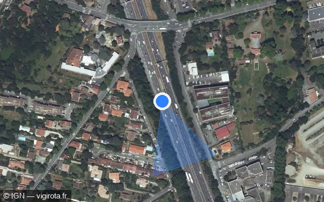 Vue satellite de l'emplacement du radar discriminant à Toulouse sur A 620 / Périphérique Extérieur