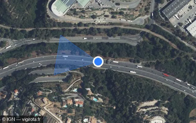 Vue satellite de l'emplacement du radar discriminant à Saint-Laurent-du-Var sur A 8 / E 74 / E 80 / La Provençale