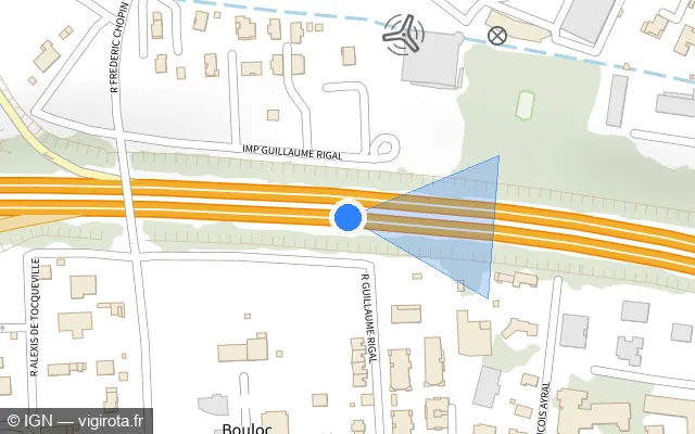 Vue plan de l'emplacement du radar discriminant à L'Union sur A 62 / E 09 / Périphérique Intérieur - Autoroute des Deux Mers