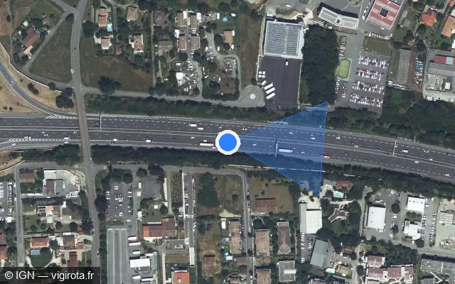 Vue satellite de l'emplacement du radar discriminant à L'Union sur A 62 / E 09 / Périphérique Intérieur - Autoroute des Deux Mers
