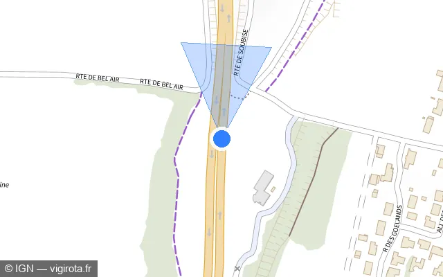 Vue plan de l'emplacement du radar discriminant à Échillais sur D 733