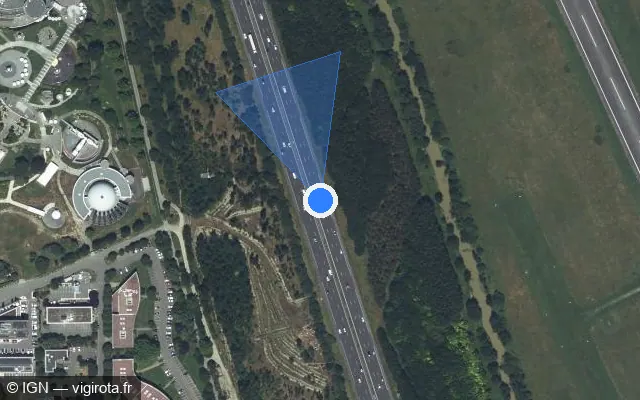 Vue satellite de l'emplacement du radar discriminant à Balma sur A 61 / E 09 / Périphérique Extérieur - Autoroute des Deux Mers