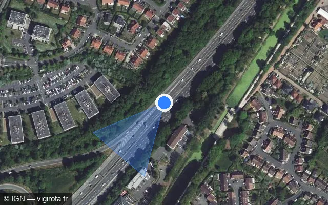 Vue satellite de l'emplacement du radar discriminant à Wasquehal sur M 656 / Voie Rapide Urbaine