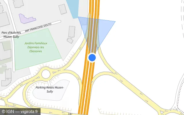 Vue plan de l'emplacement du radar discriminant à Saint-Apollinaire sur M 274 / Voie Georges Pompidou