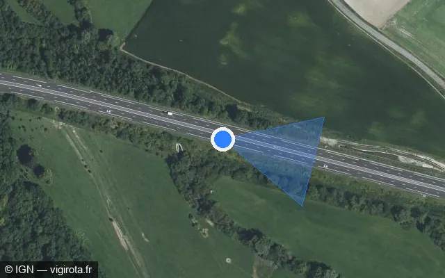 Vue satellite de l'emplacement du radar discriminant à Les Souhesmes-Rampont sur A 4 / E 50 / Autoroute de l’Est