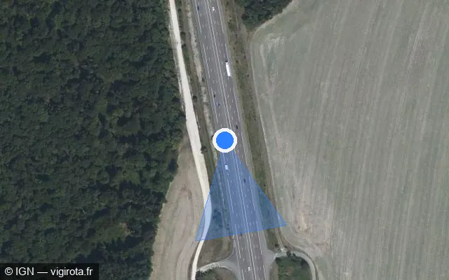 Vue satellite de l'emplacement du radar discriminant à Vernois-lès-Vesvres sur A 31 / E 17 / E 21 / Autoroute de Lorraine-Bourgogne