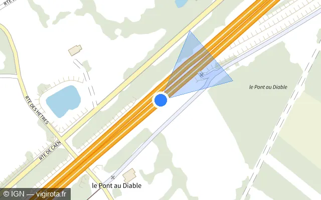 Vue plan de l'emplacement du radar discriminant à Gouvets sur A 84 / E 03 / E 401