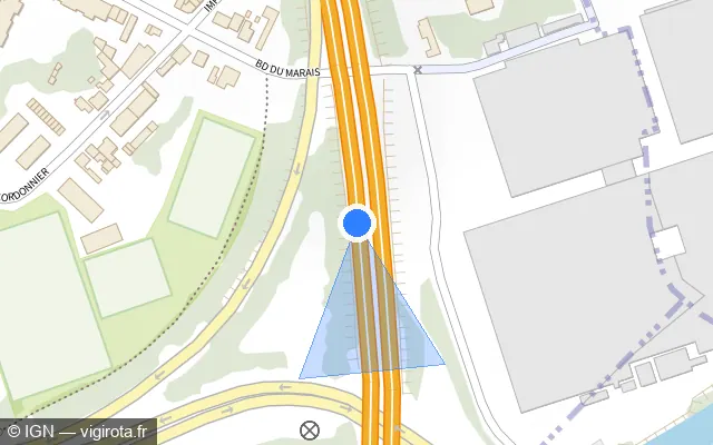 Vue plan de l'emplacement du radar discriminant à Loison-sous-Lens sur A 21 / Rocade Minière