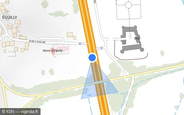 Vue plan de l'emplacement du radar discriminant à Éguilly sur A 6 / E 15 / E 60 / Autoroute du Soleil