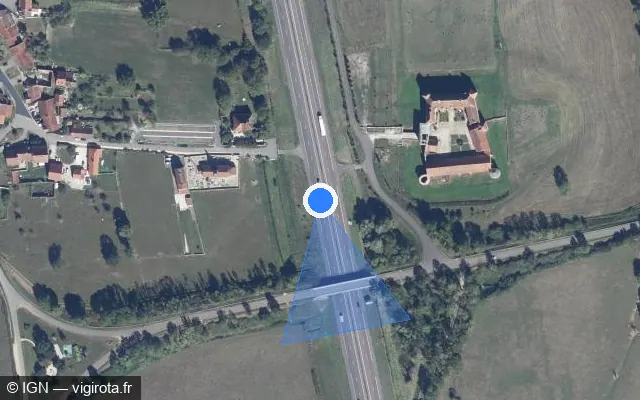 Vue satellite de l'emplacement du radar discriminant à Éguilly sur A 6 / E 15 / E 60 / Autoroute du Soleil