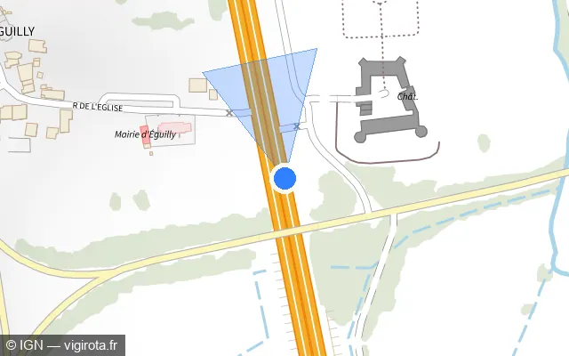Vue plan de l'emplacement du radar discriminant à Éguilly sur A 6 / E 15 / E 60 / Autoroute du Soleil
