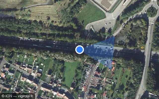 Vue satellite de l'emplacement du radar discriminant à Courcelles-lès-Lens sur A 21 / Rocade Minière