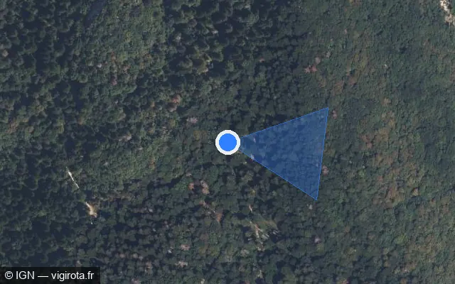 Vue satellite de l'emplacement du radar discriminant à Nances sur A 43 / E 70