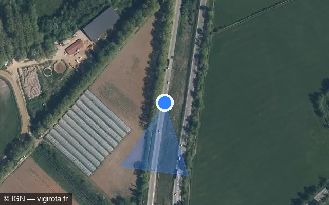Vue satellite de l'emplacement du radar discriminant à Saint-Martin-de-Crau sur N 568