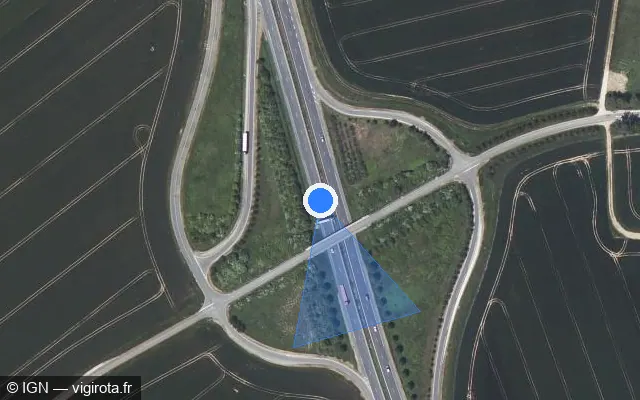 Vue satellite de l'emplacement du radar discriminant à Poisvilliers sur N 154