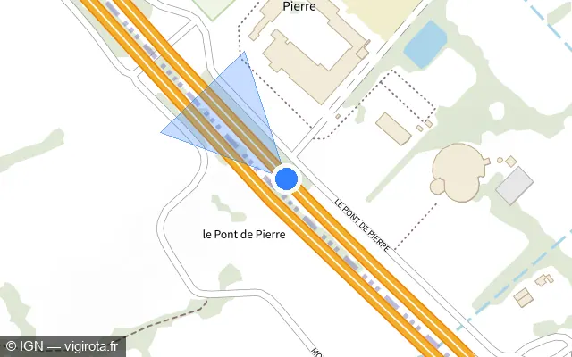 Vue plan de l'emplacement du radar discriminant à Vigneux-de-Bretagne sur N 165 / E 60 / Voie Express de Nantes à Brest