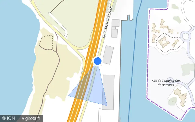 Vue plan de l'emplacement du radar discriminant à Le Barcarès sur Quai de Grau Saint-Ange