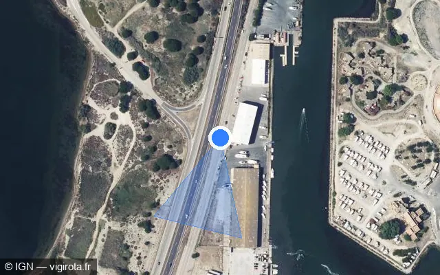 Vue satellite de l'emplacement du radar discriminant à Le Barcarès sur Quai de Grau Saint-Ange